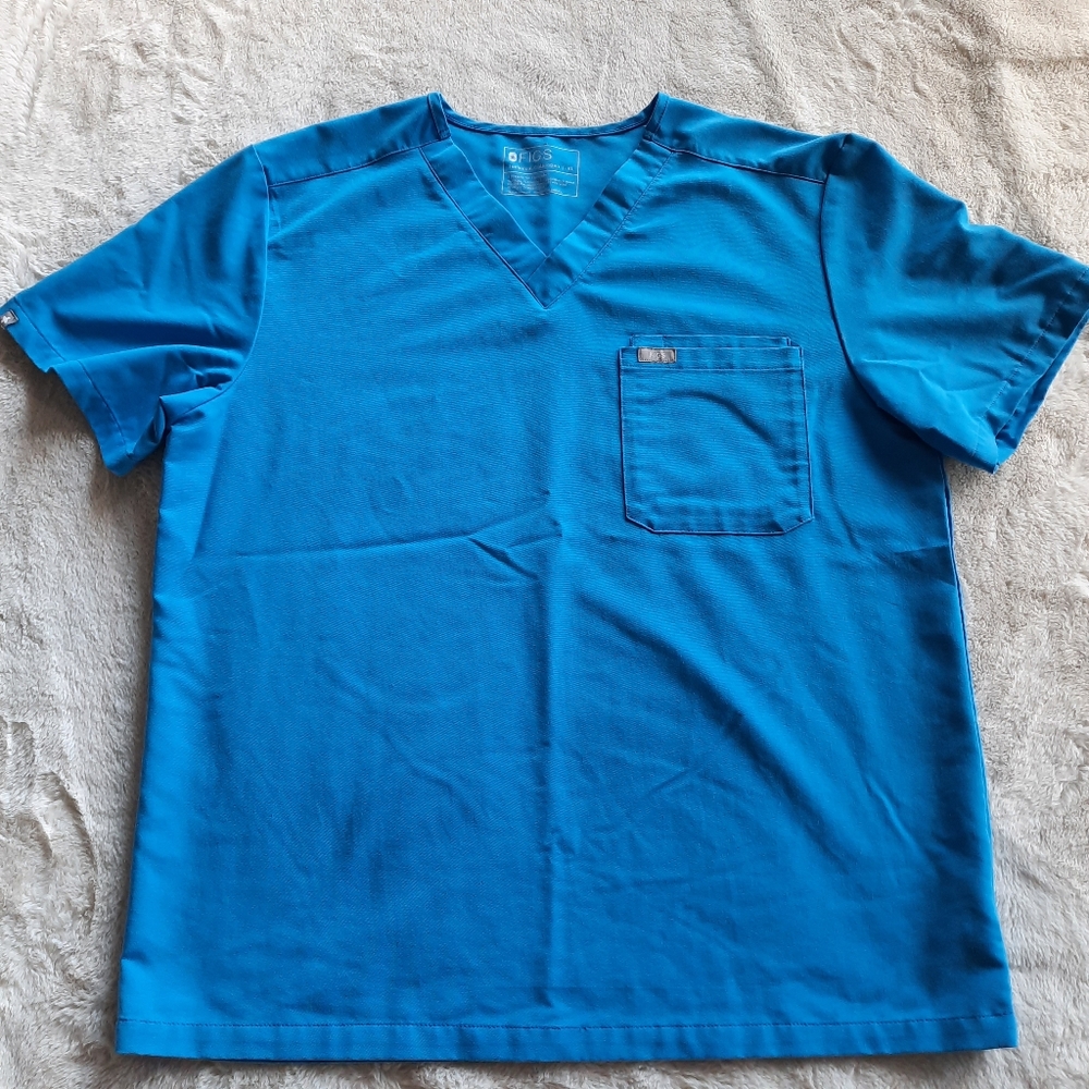 Figs Scrub Top Blue Size XL Unisex One Pocket Medical Prof. Nurse